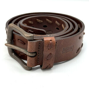 LEVIS Mens Brown Genuine Leather Belt Size 42 (38-44") 1.33" Stitching Western